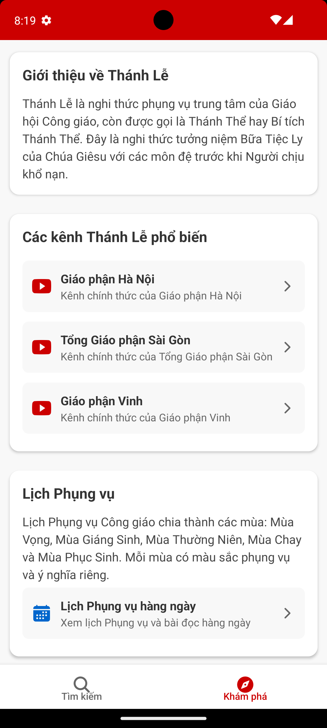 Màn hình phát video thánh lễ